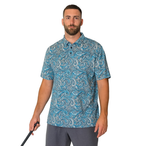 Robert Graham Blue Vibrant Paisley Golf Polo Shirt Size XL